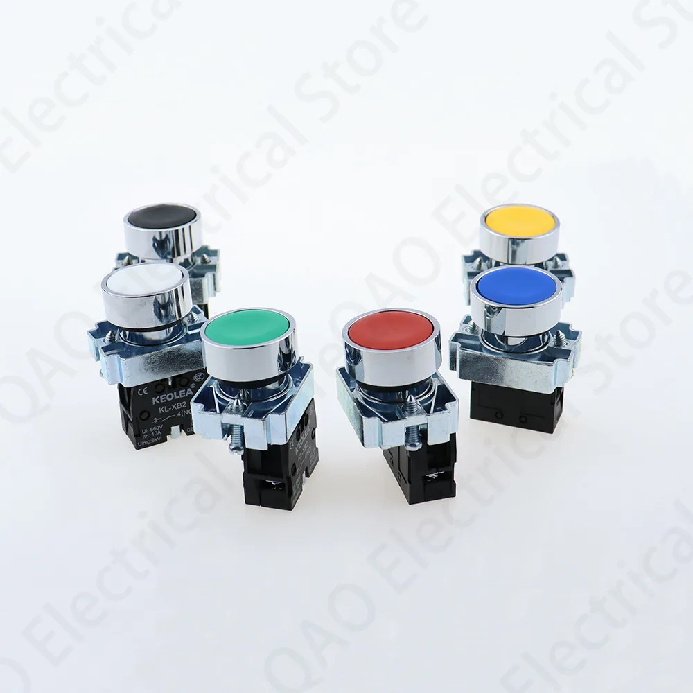 

1 шт., 22 мм, кнопочный переключатель с мгновенным сбросом XB2, плоские электрические винты, красный/желтый/зеленый/синий/черный/белый