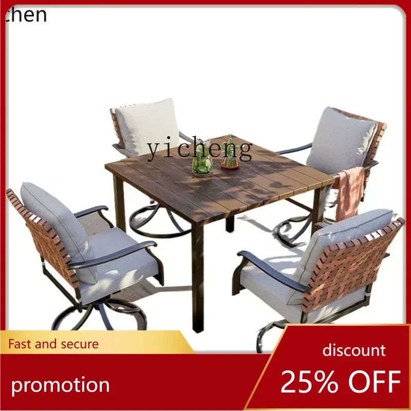 

ZMLoutdoor courtyard dining table and chairs combination villa garden leisure open-air waterproof sunscreen rattan chair