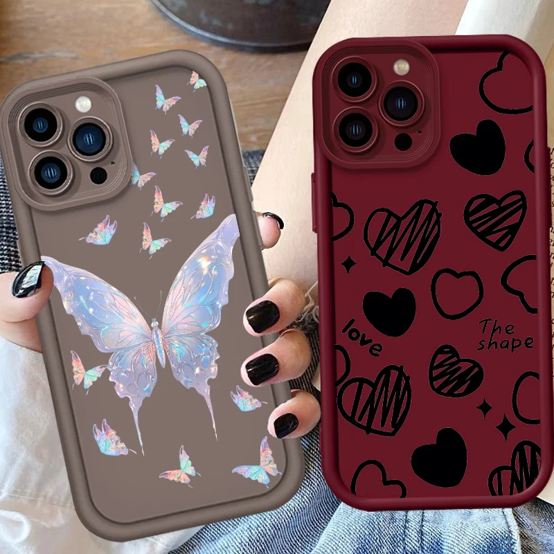 Beautiful Butterfly Love Cute Eye Ladder For Apple iPhone 15 14 13 12 11 XS XR X Pro Max Plus Cover Phone Case