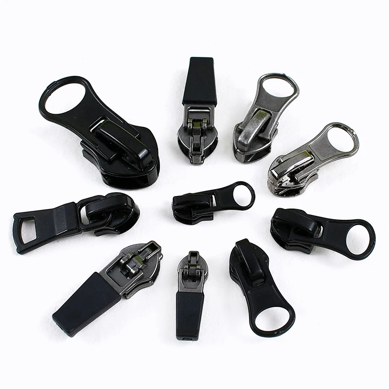 5-30 unidades 3 #   5 #   8 # 10 #   Controle deslizante de zíper invertido para nylon, kit de reparo de cabeça de extrator de zíper invisível à prova d'água, acessórios de costura diy