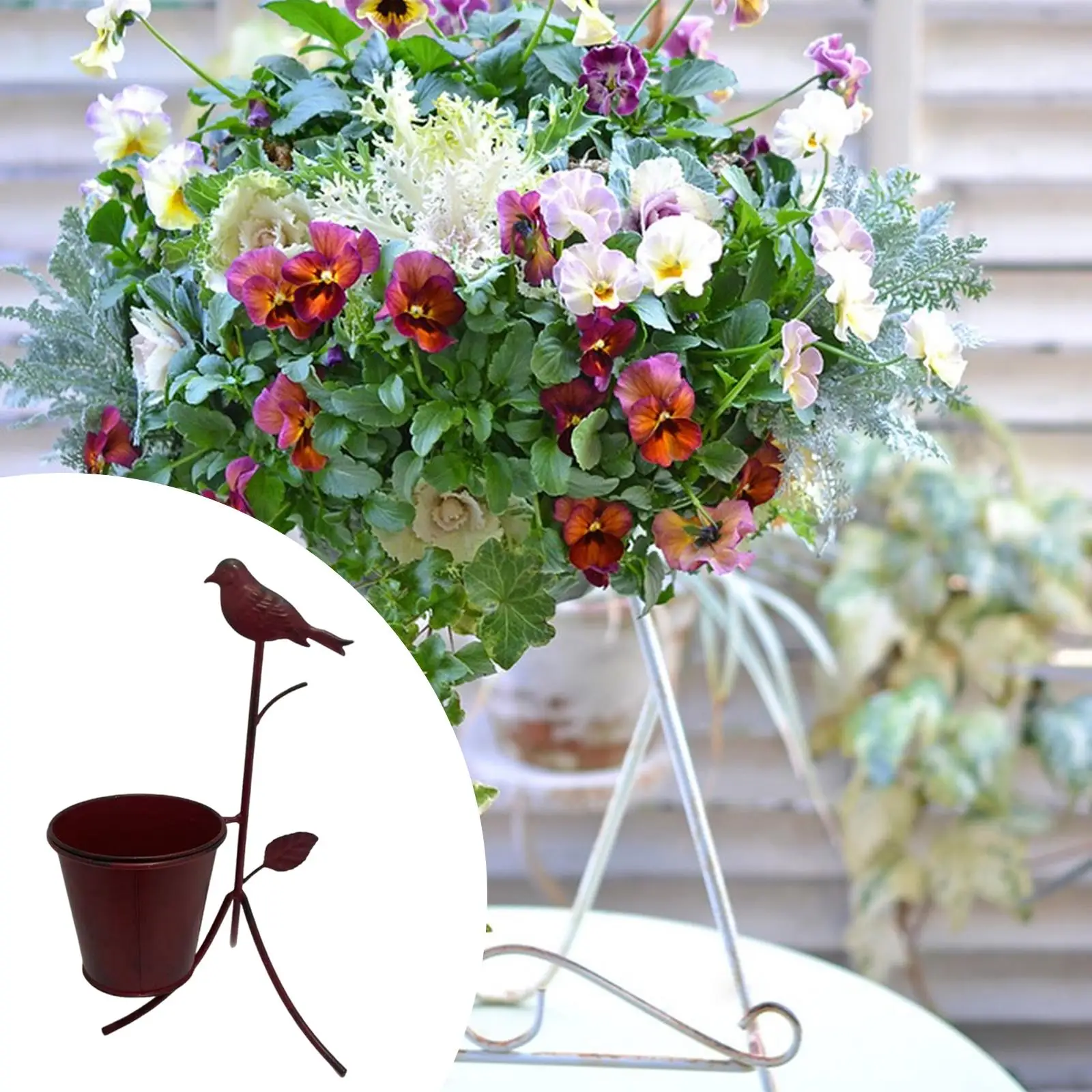 Elegant Tiered Metal Planter Stand Flower Pot Holder Ornamental Plant Support Rack for Outdoor Garden Patio Decor
