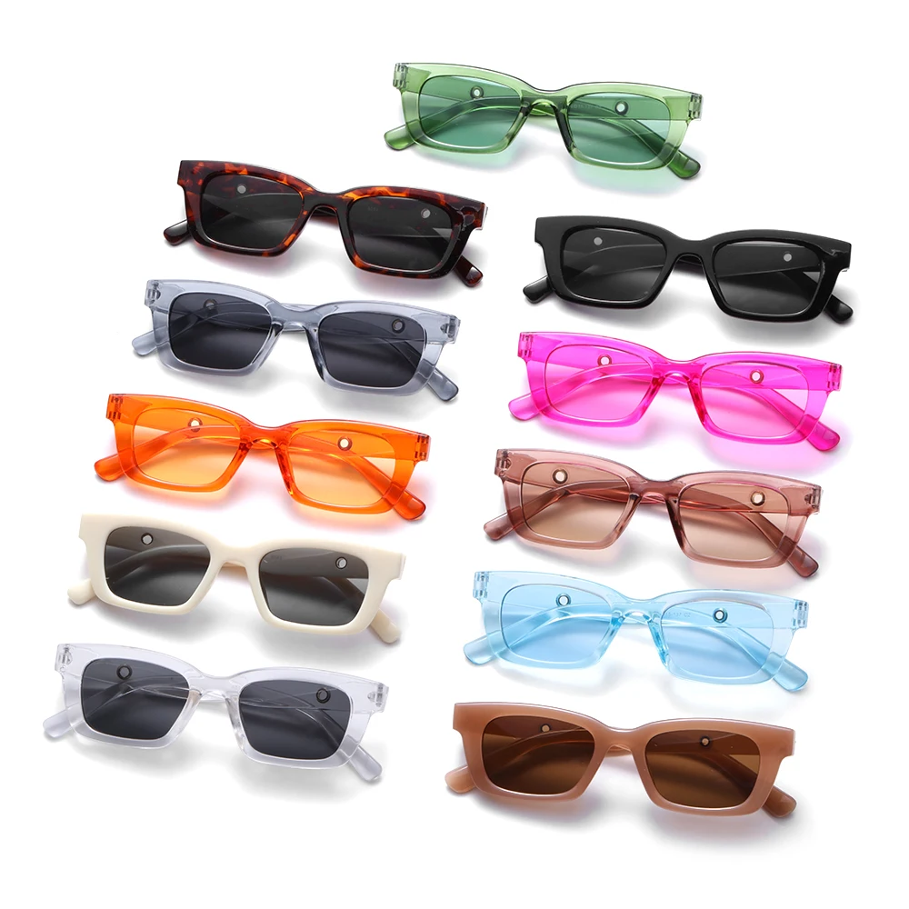 New Fashion Square Frame UV400 Protection Ladies Eyeglasses Rectangle Sunglasses Sunglasses for Women Retro Sun Glasses