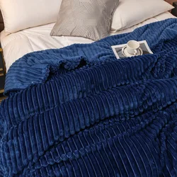 1 piece of blue elegant knitted blanket - comfortable and warm for all seasons hypoallergenic artificial rabbit fur brings you a