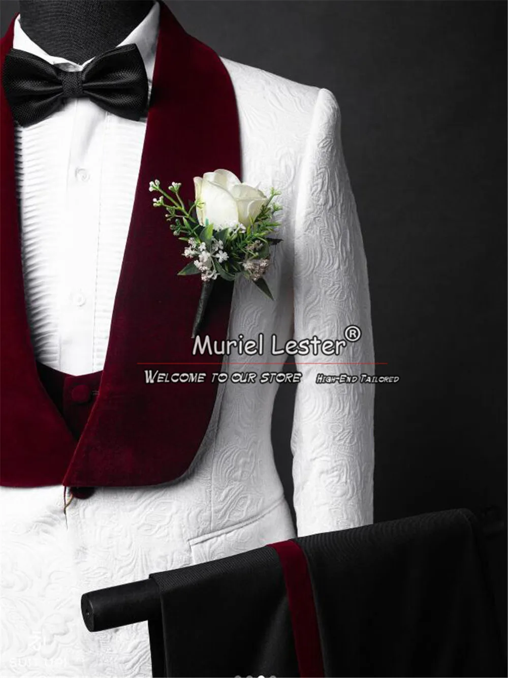 Ternos florais masculinos, conjuntos de blazers, snoking de noivo, personalizados, lapela de xale de veludo, negócios formais, formatura, casamento, banquete, festa, bordô