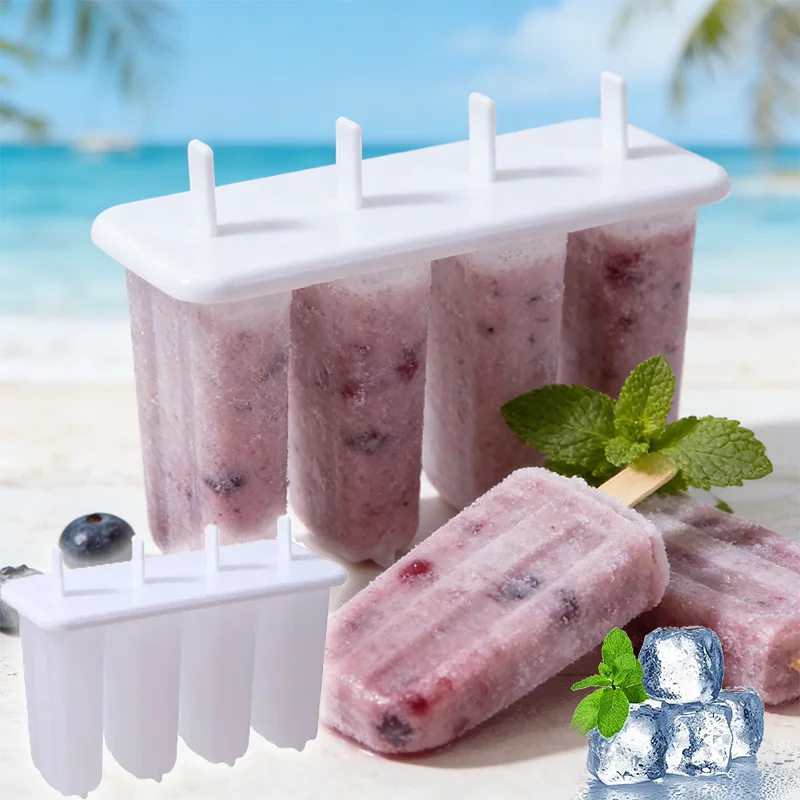 1/4/8Pcs Popsicle Mold With Lid Homemade Ice Cream Mold Reusable Mung Bean Frozen Mold Popsicle Tray Summer Party Supplies