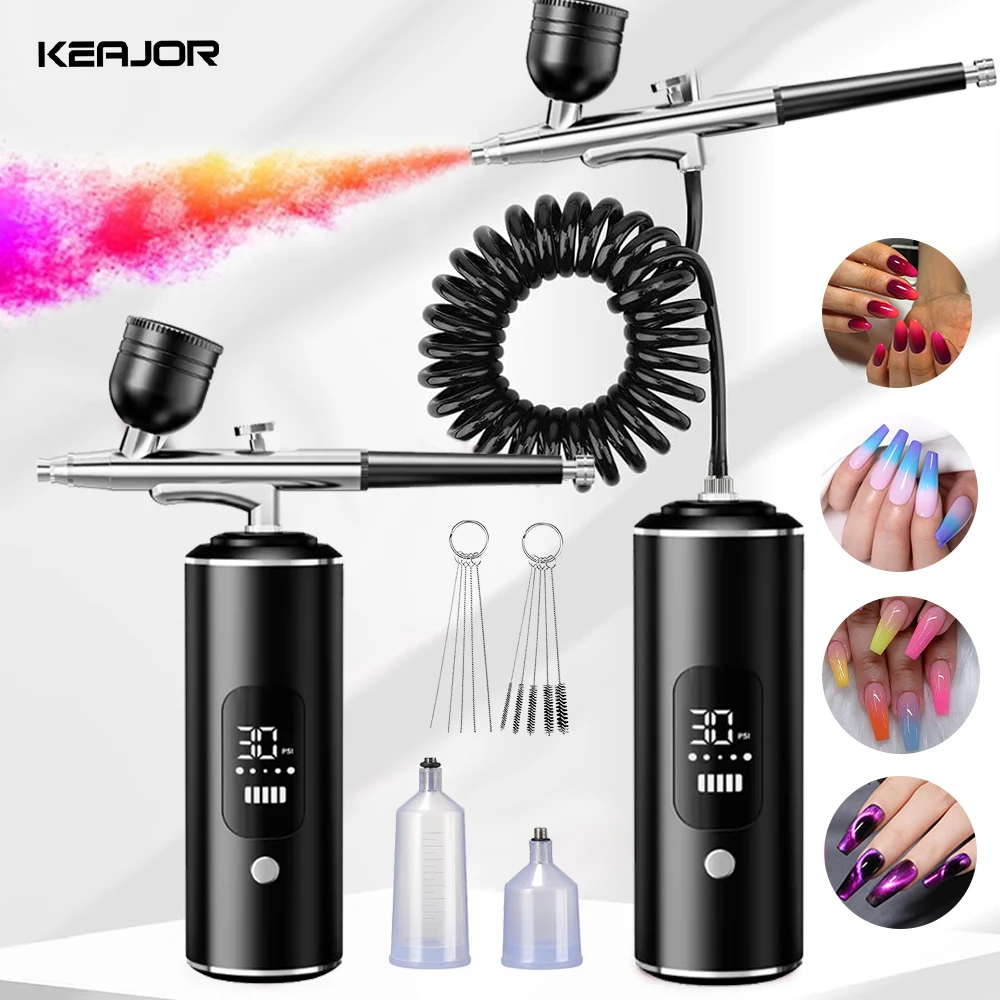 Kuku Airbrush Portabel dengan Kompresor Dekorasi Kue Makeup Manikur Lukisan Pistol Semprot Mesin Kompresor Airbrush Seni Kuku