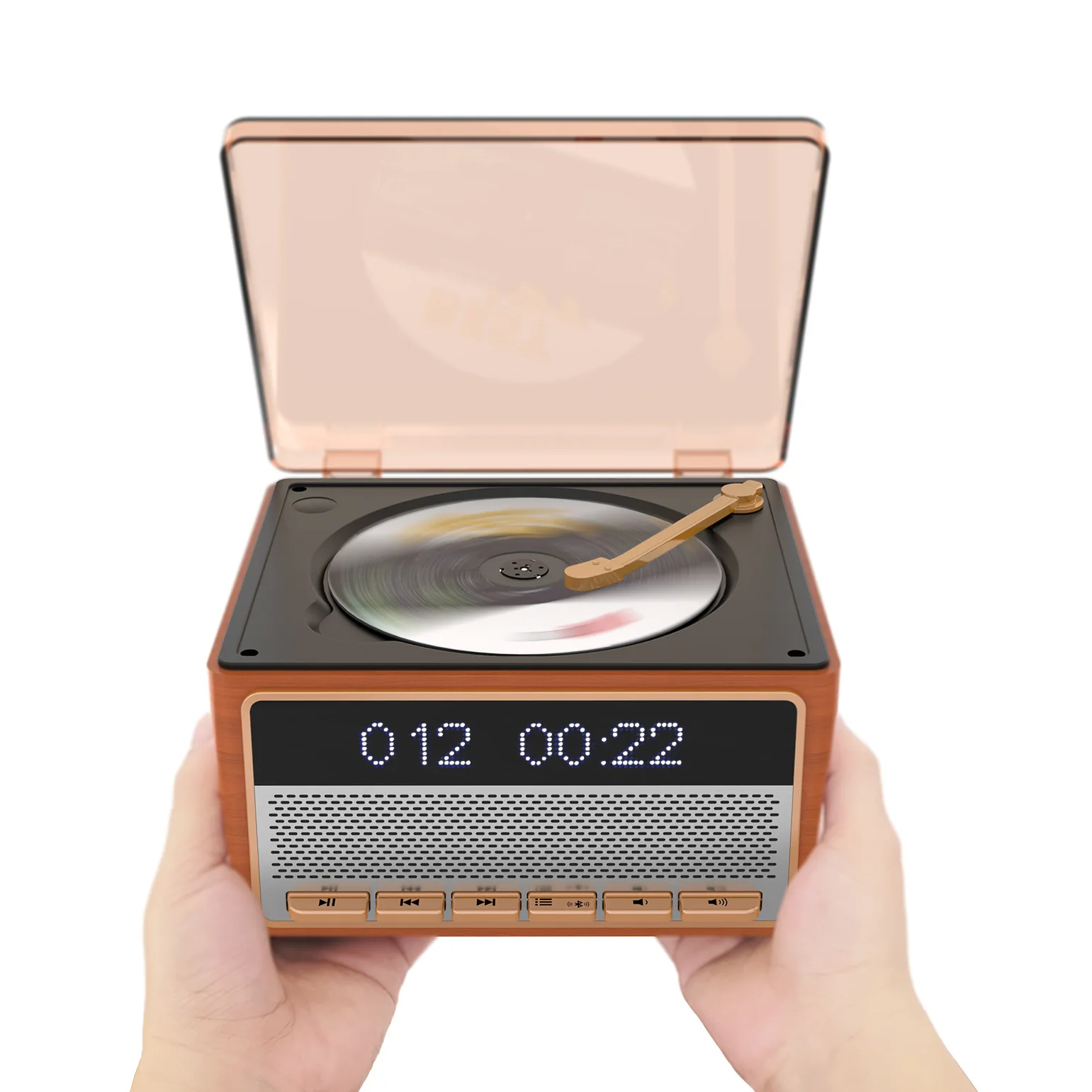 

Vintage Portable Hi-Fi CD Player with Two-Way Bluetooth 6.0, Built-in Speaker Rechargeable FM Radio & USB - High-Quality Audio