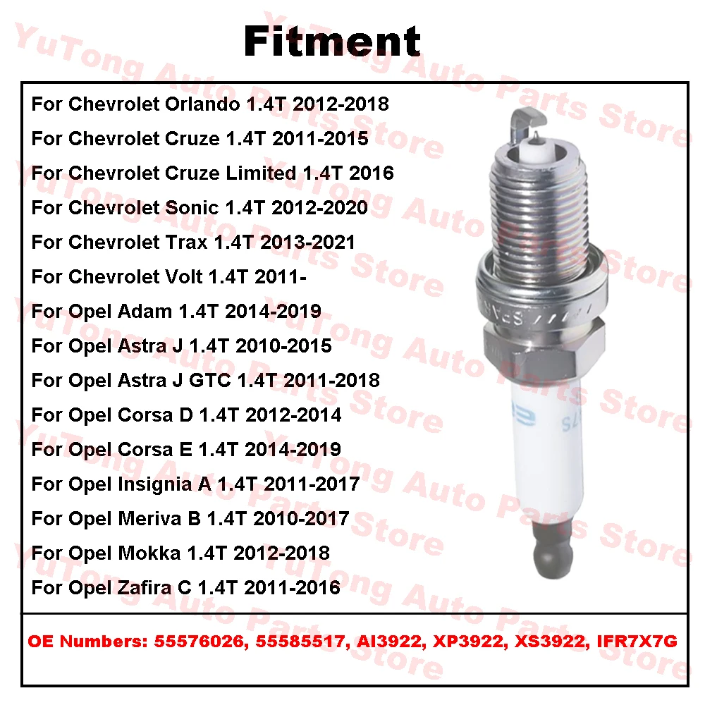 Spark Plugs For Chevrolet Orlando 1.4T 2012 Cruze Volt Sonic Trax Opel Mokka Insignia A Corsa D Astra J Zafira C Accessories