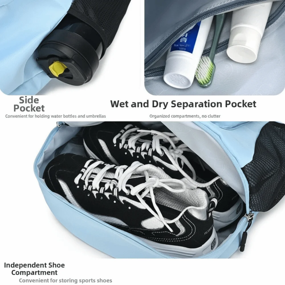 Multifunctional Badminton Racket Backpack with Shoes Pocket Holds 2 Rackets Pickleball Racket Bag Large Capacity Waterproof