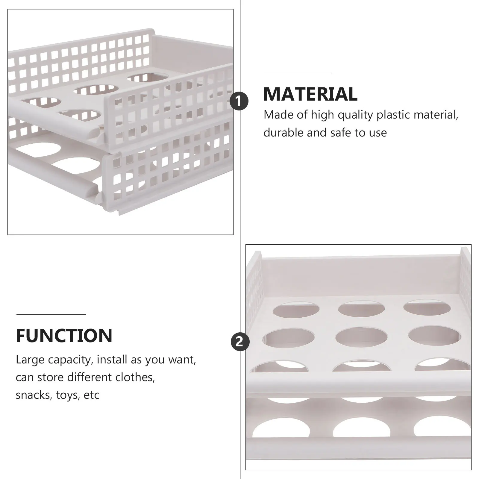 

2Pcs Closet Organizer Storage Bin Plastic Drawer Dividers for Clothes Shirts Ties Wardrobe Storage Closet Clothing Organizer