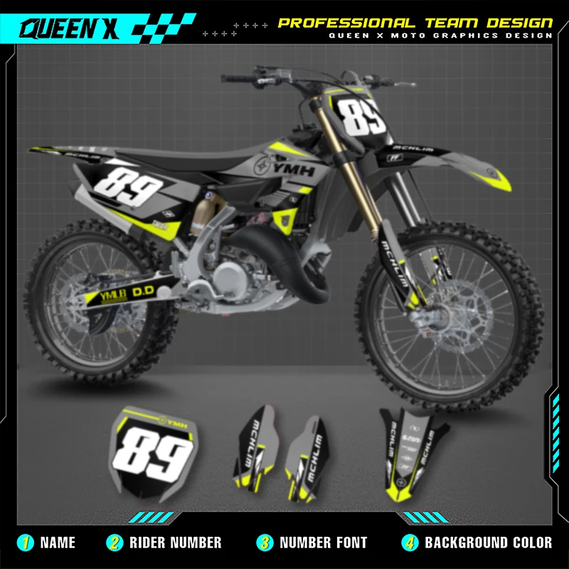 

QUEEN X MOTO Customize Motorcycle Graphics Background Decal Stickers Kits For YAMAHA YZ125 YZ250 2022 2023 2024