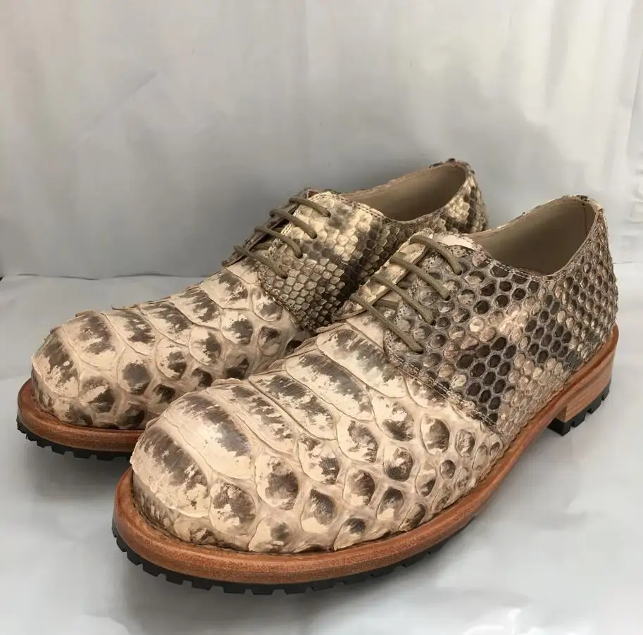 

Customized Goodyear Handmade Genuine Leather men's 100% Real imported White Python Leather Business Shoes