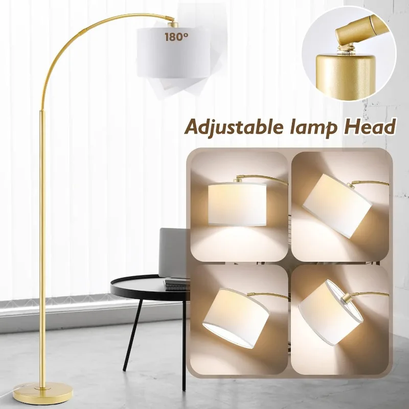 Arc Floor Lamps for Living Room, Modern Remote Control Standing Lamp with Stepless Dimmable, tall Lamp with Drum Shade 3