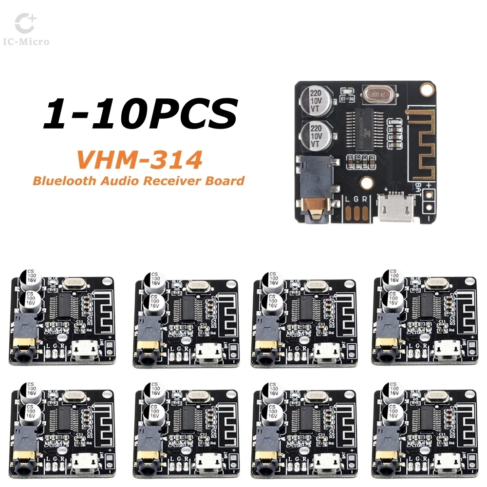 1-10pcs VHM-314 Bluetooth Audio Receiver Board Bluetooth 5.0 MP3 Lossless Decoder Board Wireless Stereo Music Module 3.7-5V