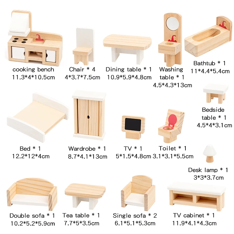 木製ごっこ遊びおもちゃ、子供用小さな家具ミニルーム、教育幼児シーンモデル、ホリデーギフト