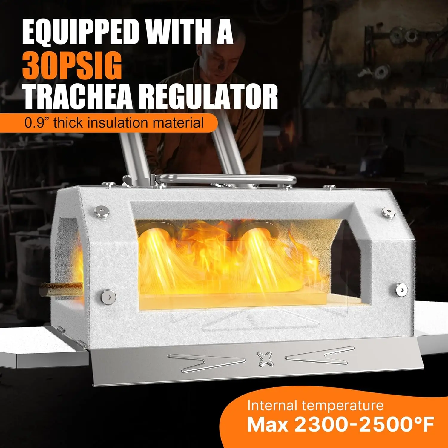 Portable Double Burner Forge Kit with 30PSI Regulator for Knife Making and Blacksmithing