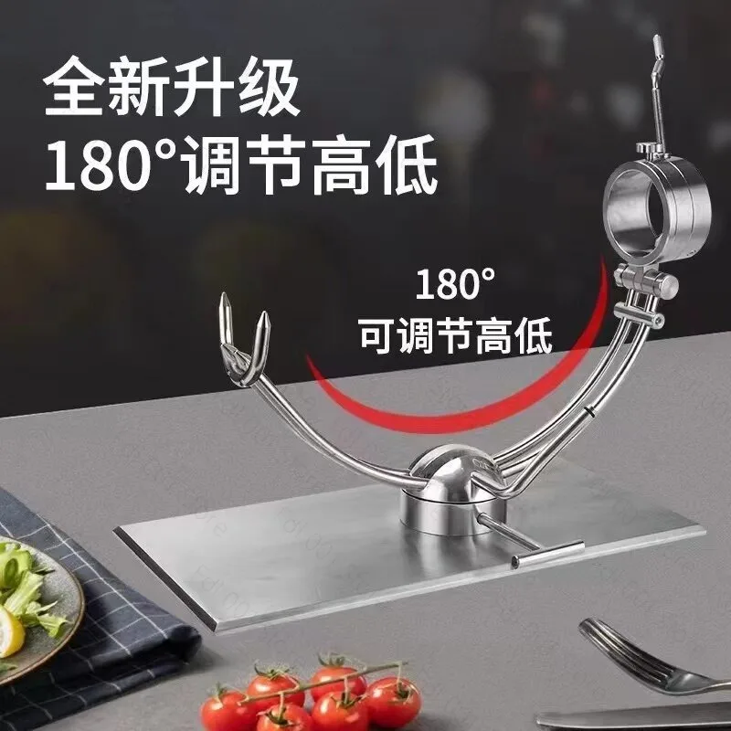 5J Model Full Stainless Steel Marble Base Ham Rack Adjustable Height 360 ° Rotating