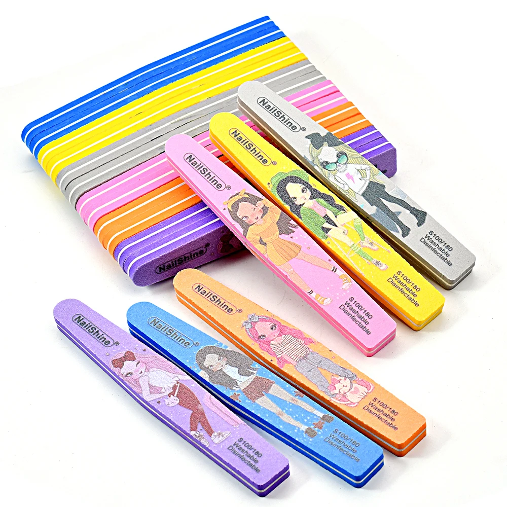 

25/50PCS Fashion Gril Nail Files For Manicure 100/180 Grit Sanding Rhombus Double Side Nail Buffers Sponge Art Nail Accessions