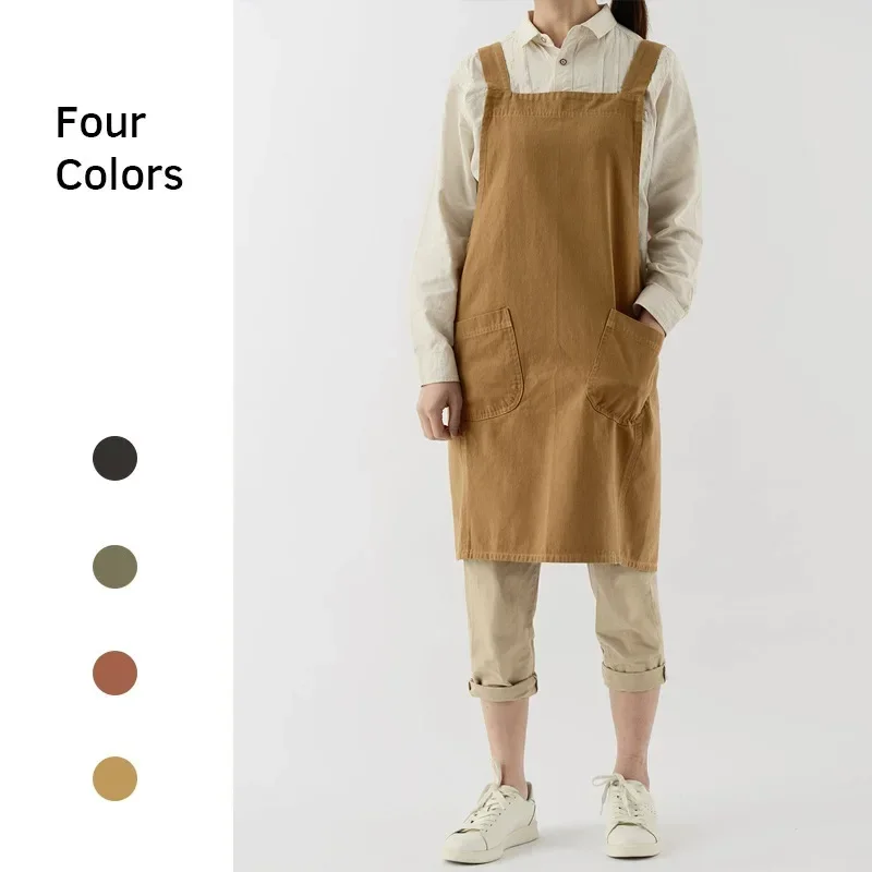 Korean Version Japanese Style Apron Simple Lady Daily Wear Apron Waterproof Bib Lady Kitchen Coffee Shop Salon Beauty Apron