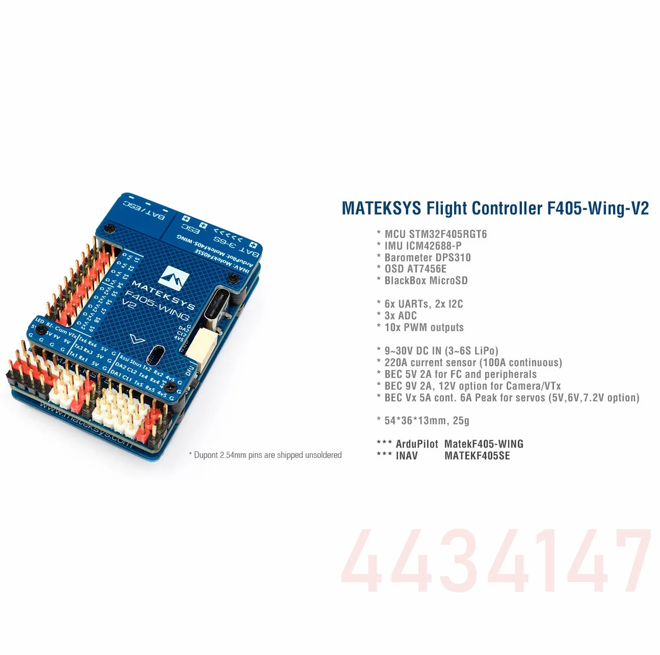 Matek MATEKSYS F405 WING V2 STM32F405RGT6 Flight Controller Built-in ICM42688P OSD SD Slot For ArduPilot / INAV Rc Toy Airplane