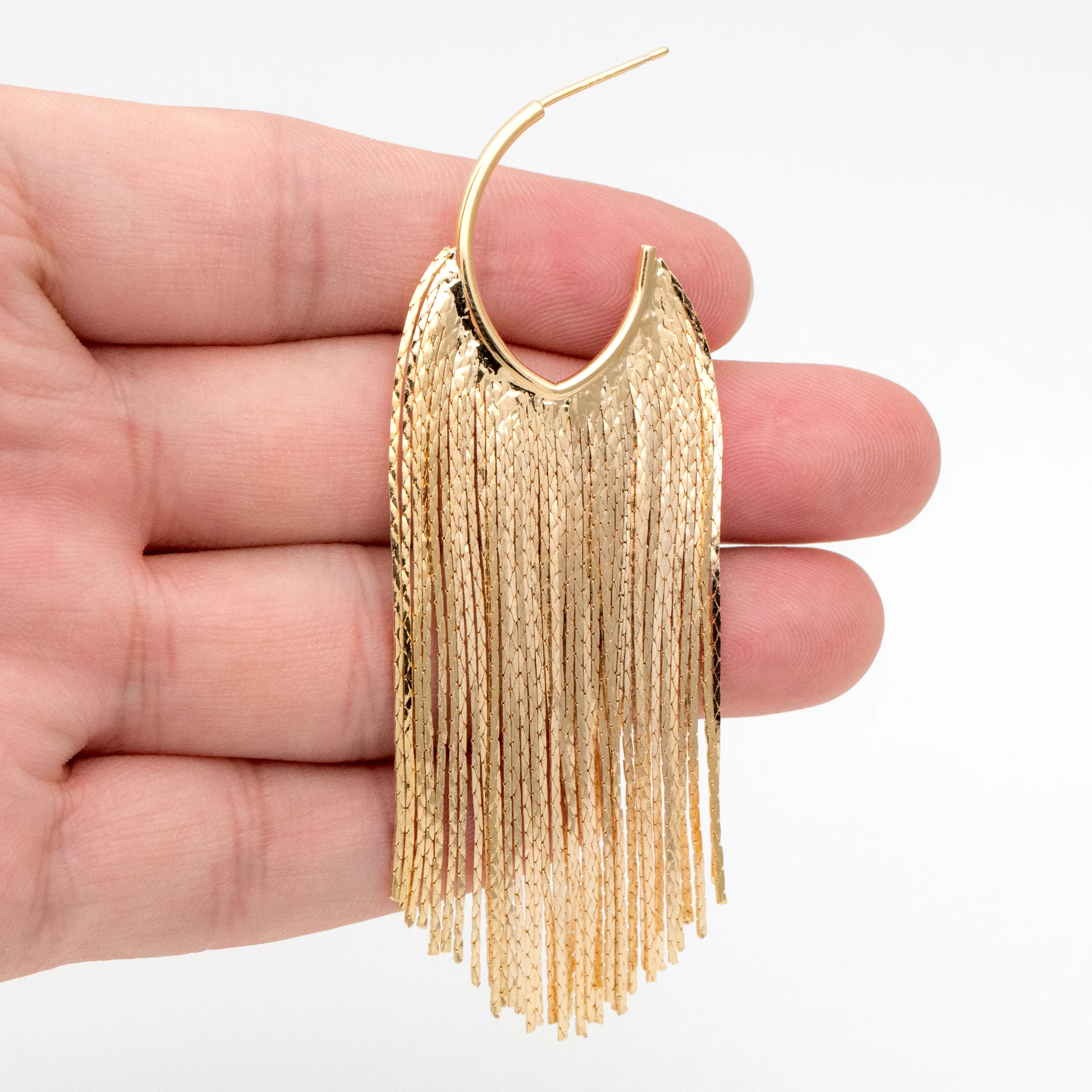 4pcs Chain Tassel Earrings, Long Tassel Stud Earring, Gold Dangling Earrings, Minimalist Earrings (GB-3338)