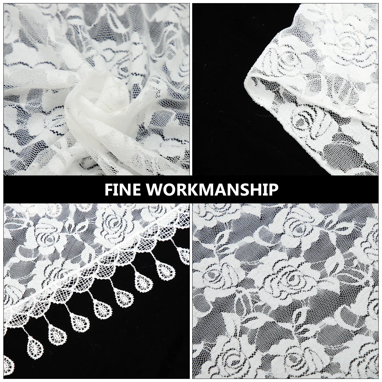 

Lace Veil Scarf Retro Fringed Design Polyester Triangle Elegant Wedding Bridal Headpiece Mantilla Tassel Shawl