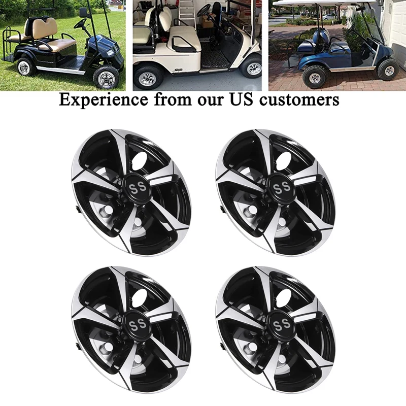 

4Pcs 8Inch Golf Cart Wheel Cover 5 Spoke Design Hub Cap For Club Car EZGO Yamaha