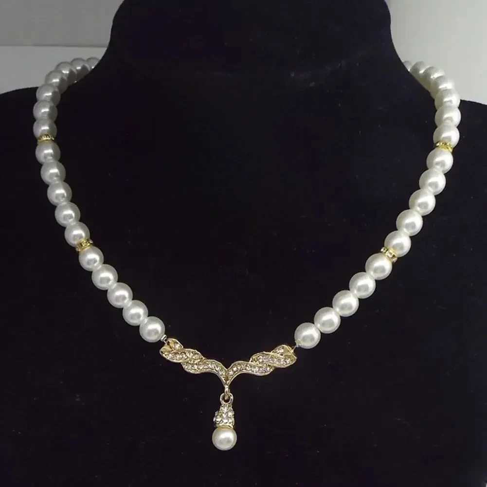 قلادة أنيقة للنساء مجوهرات من اللؤلؤ الصناعي لحفلات الزفاف مصنوعة من خليط معدني هدايا الحفلات وقلادة تزيين Collares Para Mujer Ж Rolle이