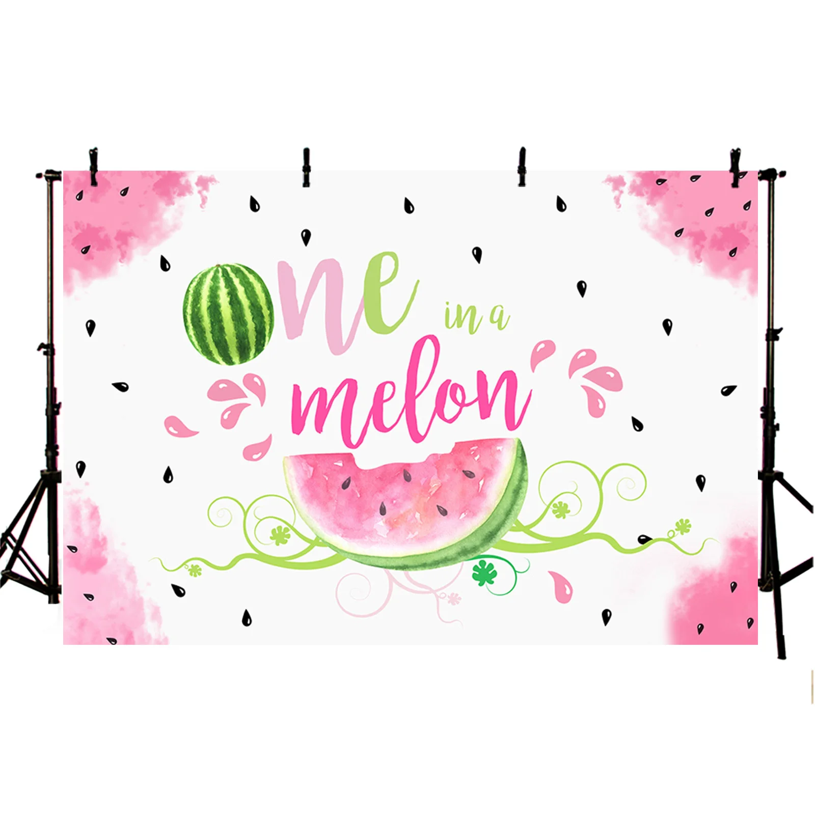 One in a Melon Backdrop Watermelon Theme Happy 1st Birthday Party Decor Summer Fruit Photography Background Cake Table Photozone