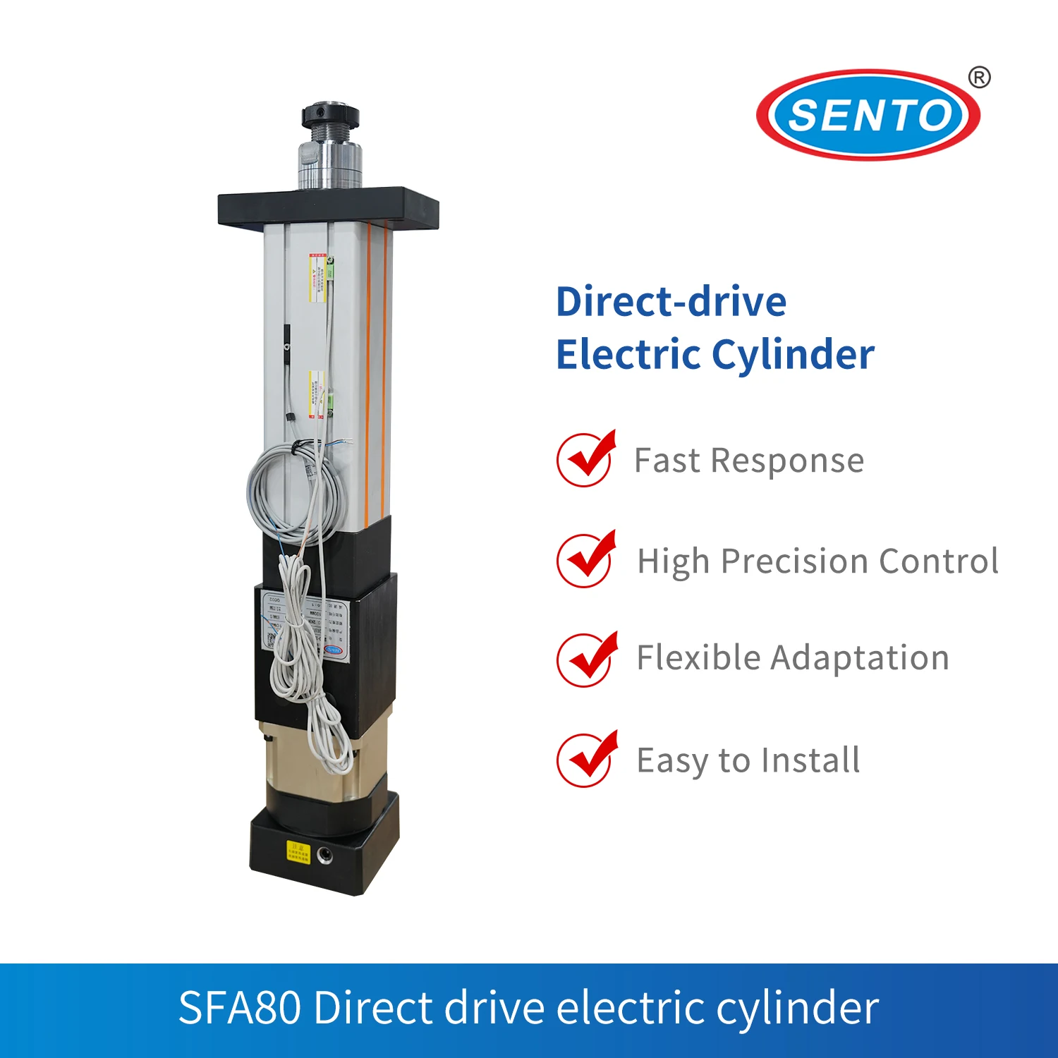 SFA80-10QF-10.2KN-L100 -SENTO Servo Electric Cylinder, High Precision, Stable Thrust, for Automation, Press Fitting, Positioning