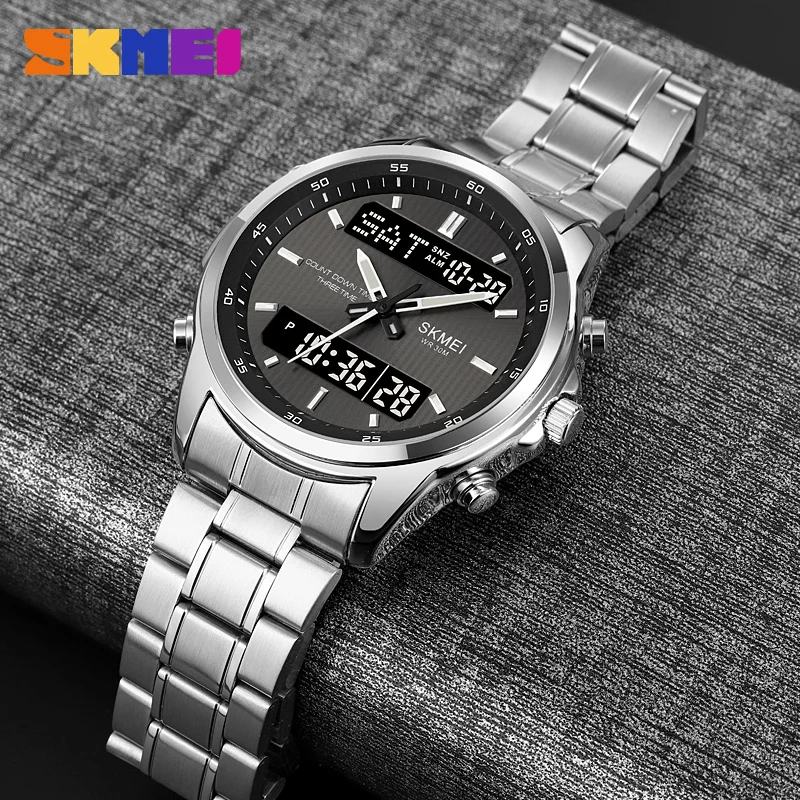 SKMEI Luxury Steel Watch for Men Chrono Electronic Watches Original Brand Fashion Quartz Men\'s Wrist Watches relogios masculino