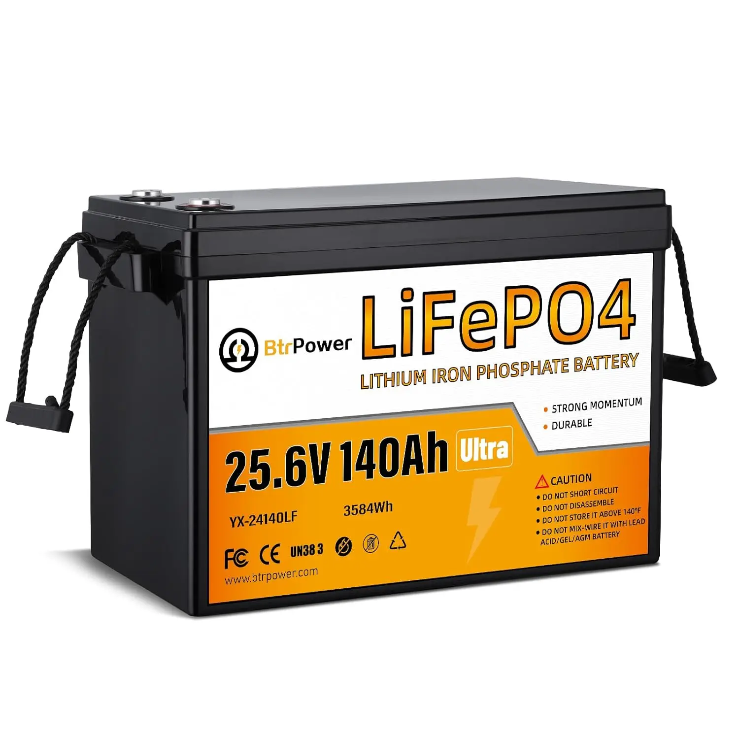 

24V 140Ah LiFePO4 Lithium Battery 5000 Deep Cycle Built-in 100A BMS RV Solar Boat Marine Trolling Motor Off-Grid, Customized