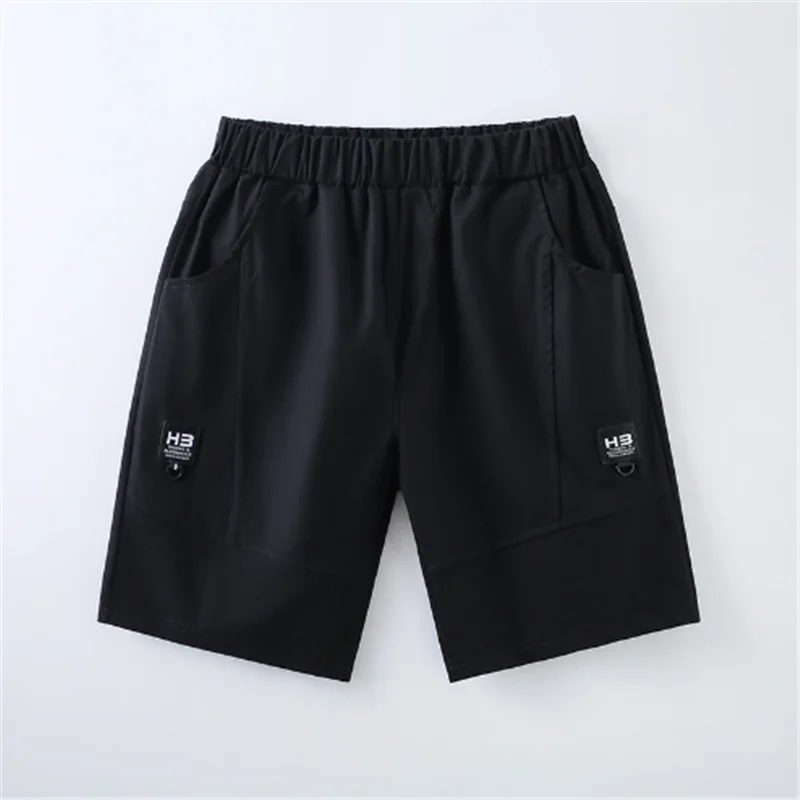 2023 new five-point pants boy's summer trend casual 5 points pants shorts cotton  Black khaki