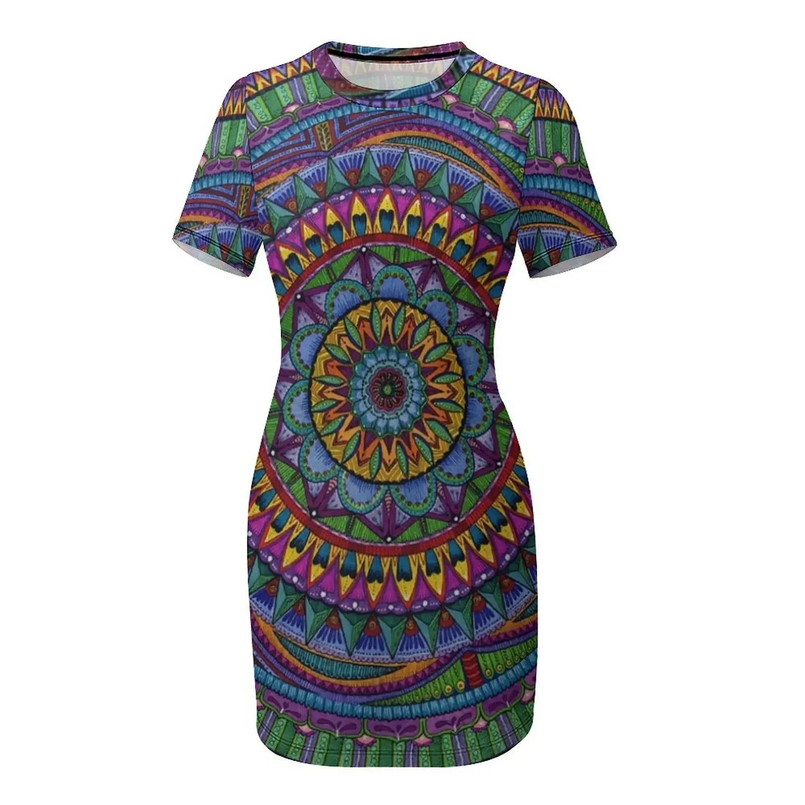 Jamaican Mandala Short-Sleeved Dress women's evening dresses women's clothing summer 2026 novelties summer dress daily view 4
