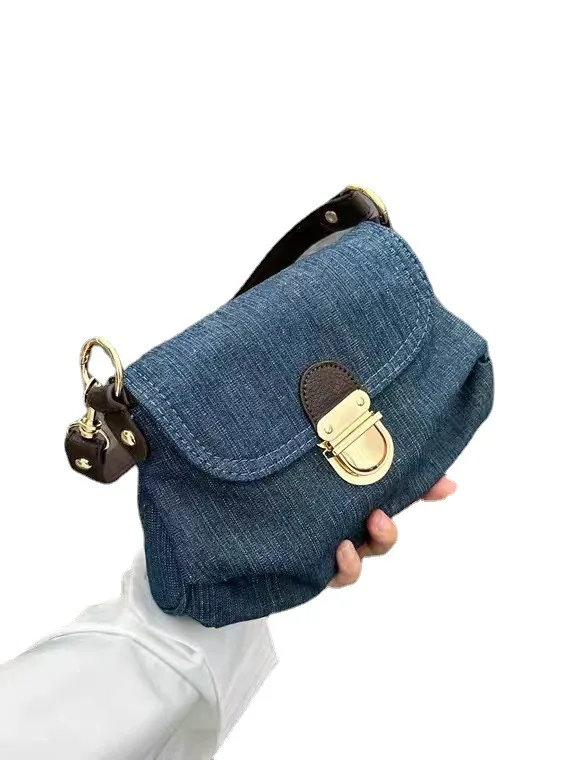 Borsa a tracolla avanzata con chiusura a piega borsa a tracolla Casual moda donna 2023 borsa a tracolla in Denim borsa a tracolla Vintage femminile