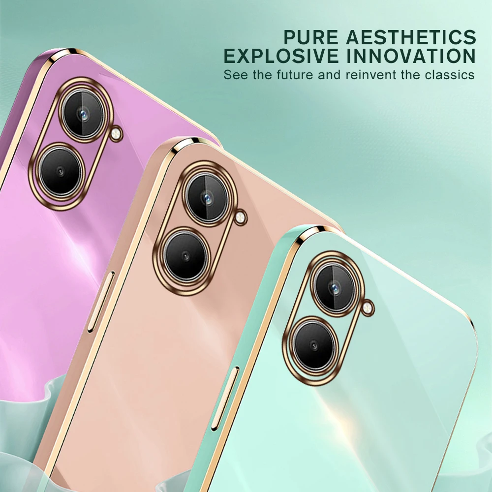 For Realme 10 4G RMX3630 Case Plating Soft Frame Silicone Shockproof Phone Cover Capa Realmy Realmi 10 Pro+ Realme10 Pro Plus 5G