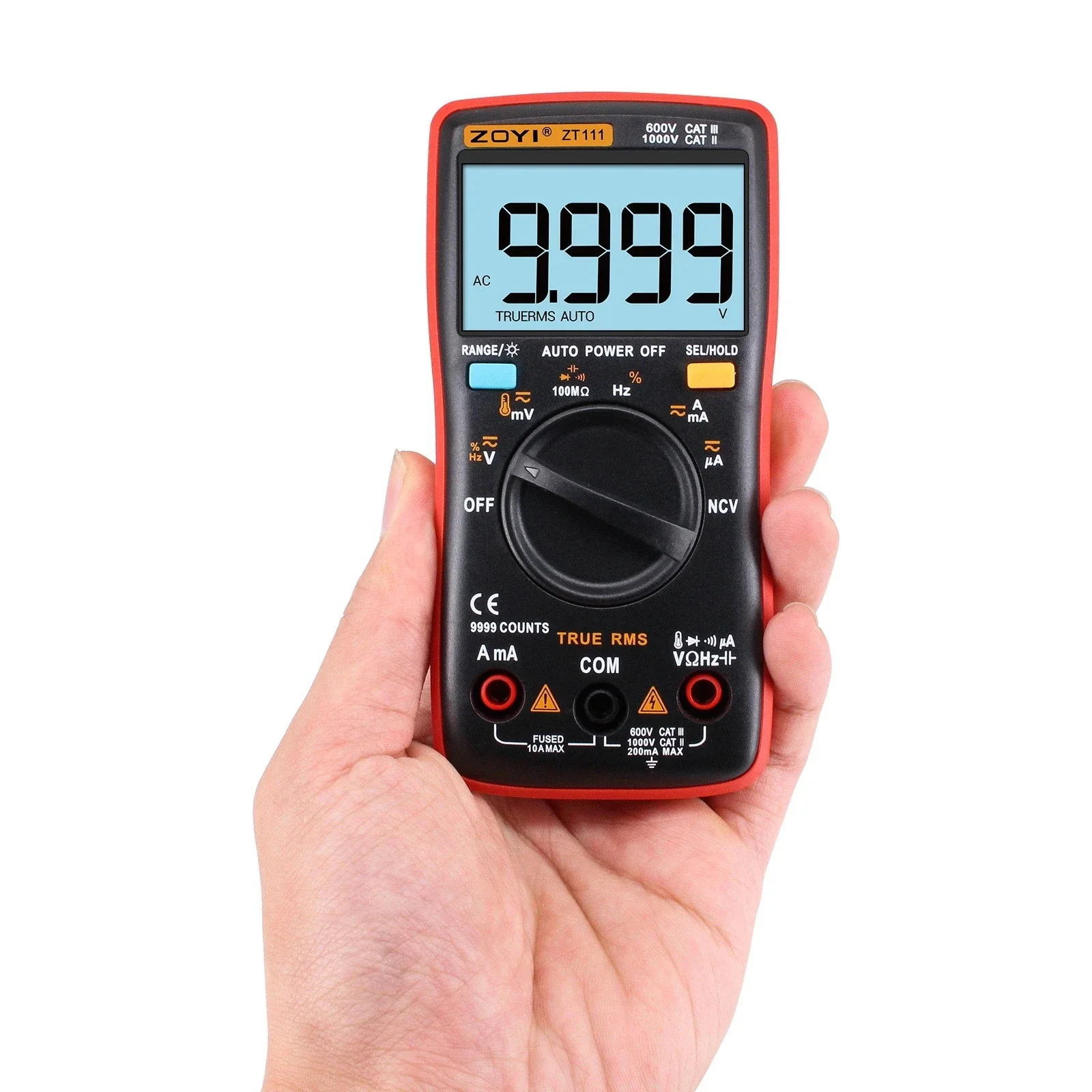 Imagem -03 - Multímetro Digital Testadores Profissionais de Alcance Automático Amperímetro Ncv Voltímetro Ferramentas Capacitor 9999 Contagens Zoyi-zt111