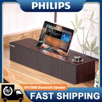 Original Philips SPA3808 Speaker Wireless Bluetooth HiFi Stereo Portable Desktop Wired Connection Wooden Computer Loudspeaker