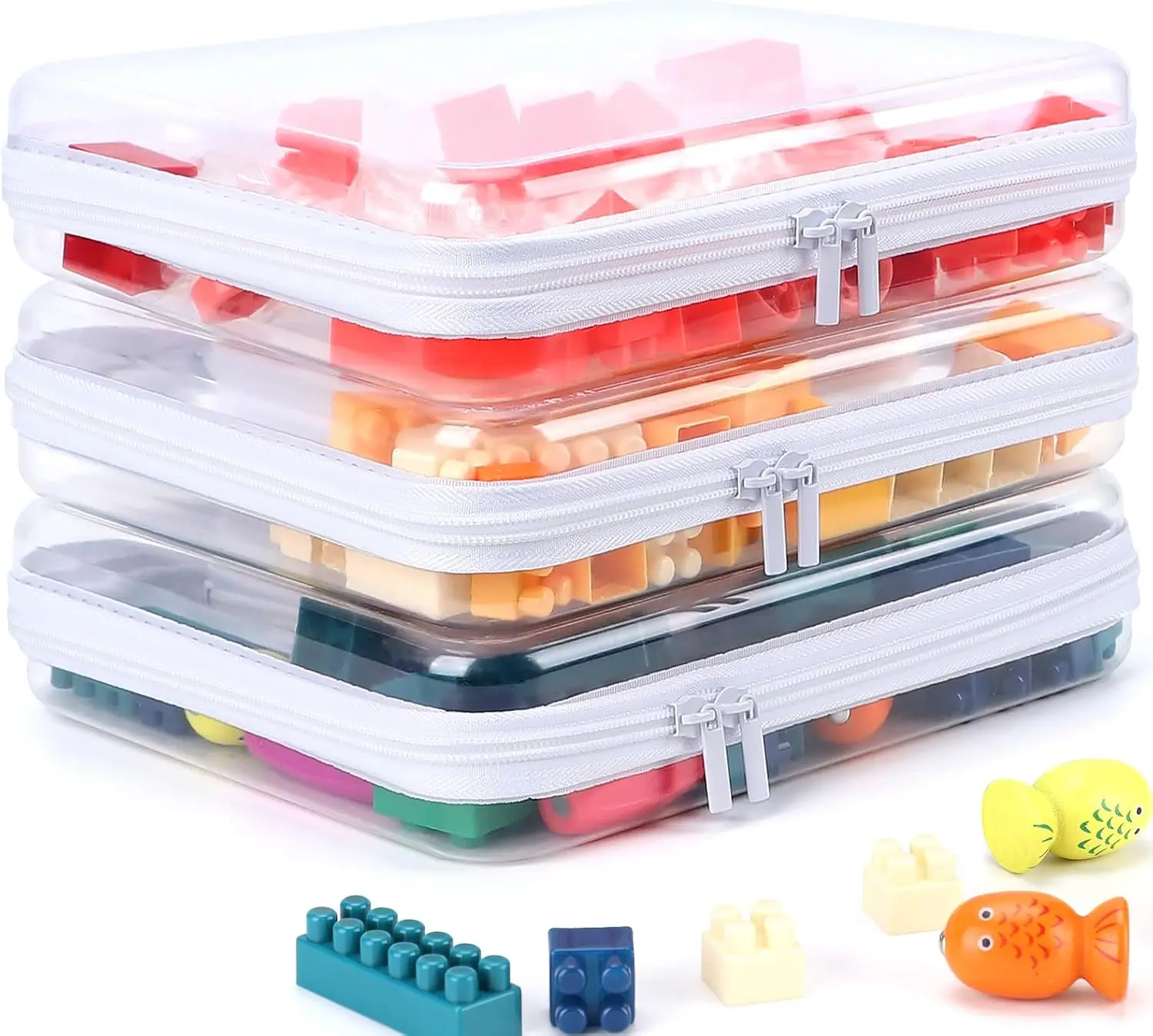 

Набор из 3 прозрачных водонепроницаемых сумок на молнии для косметики, путешествий и хранения - большие органайзеры