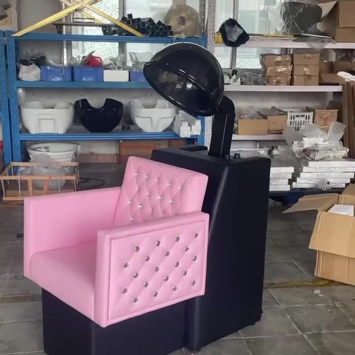 

2021 Latest European Style Black&Red Mirror Station Pink Styling Chair Shampoo Chair Set 5 Years Warranty