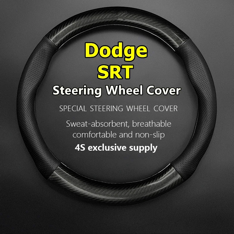 Car Steering Wheel Cover Leather Carbon For Dodge SRT 8 6.1L 2008 6.4L SRT8 392 2011 2012 Hellcat 2015 Demon 2017 2019