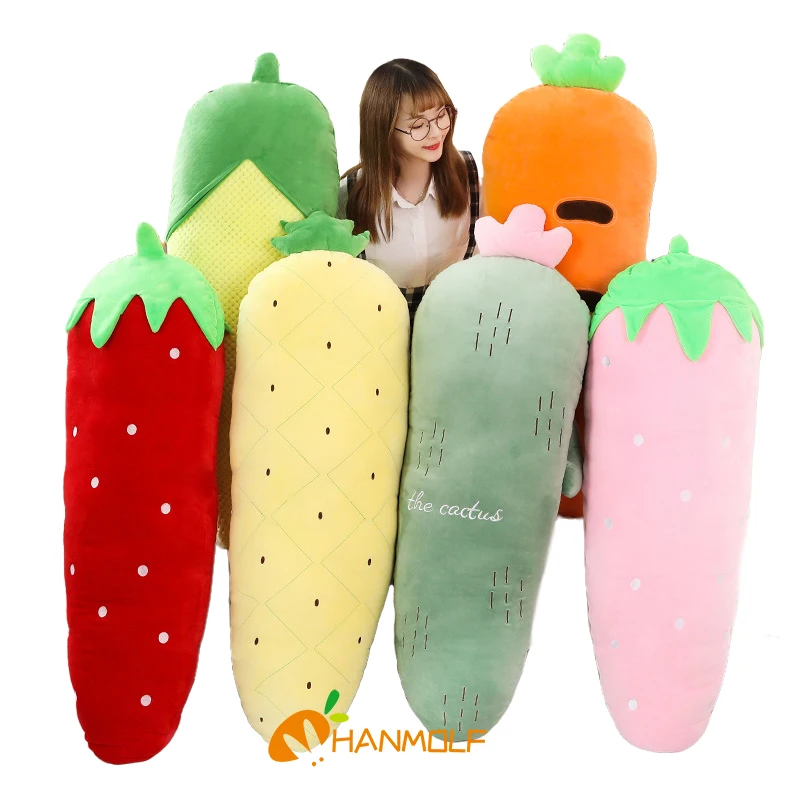 

Длинные плюшевые фрукты, овощи, растения, гигантская мягкая игрушка, подушка для сна, красная клубника, ананас, кактус, кукуруза, морковь, 50/70/120 см