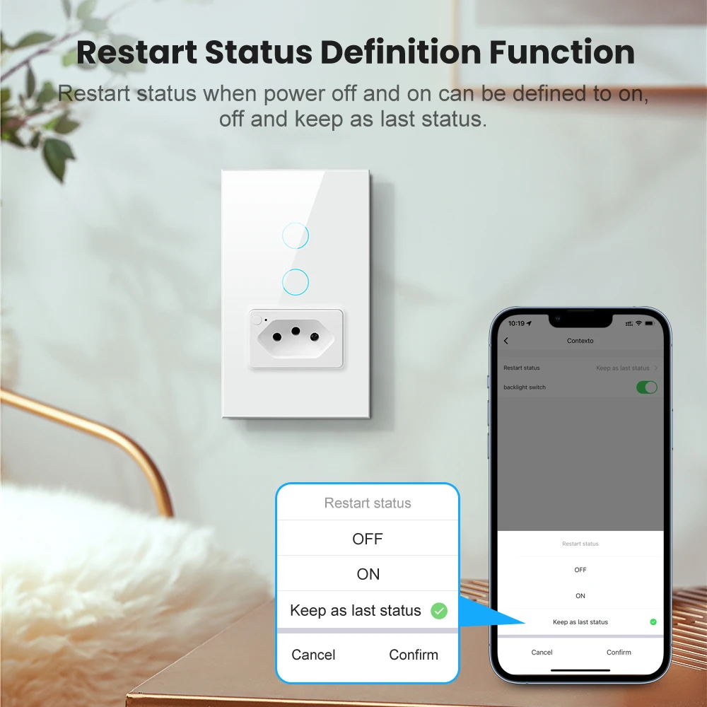 AVATTO Brasilien Tuya Zigbee Smart Switch mit Buchse, touch-Sensor Smart Home interruptor Wand Schalter Arbeit mit Alexa Google Hause