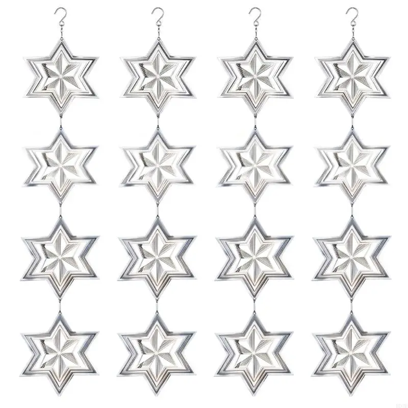 Reflective Steel Bird Scare Hangers with Open Snowflake Metalwork, Sunlight-Catching Finish and Breezing-Responsive Motion B03E