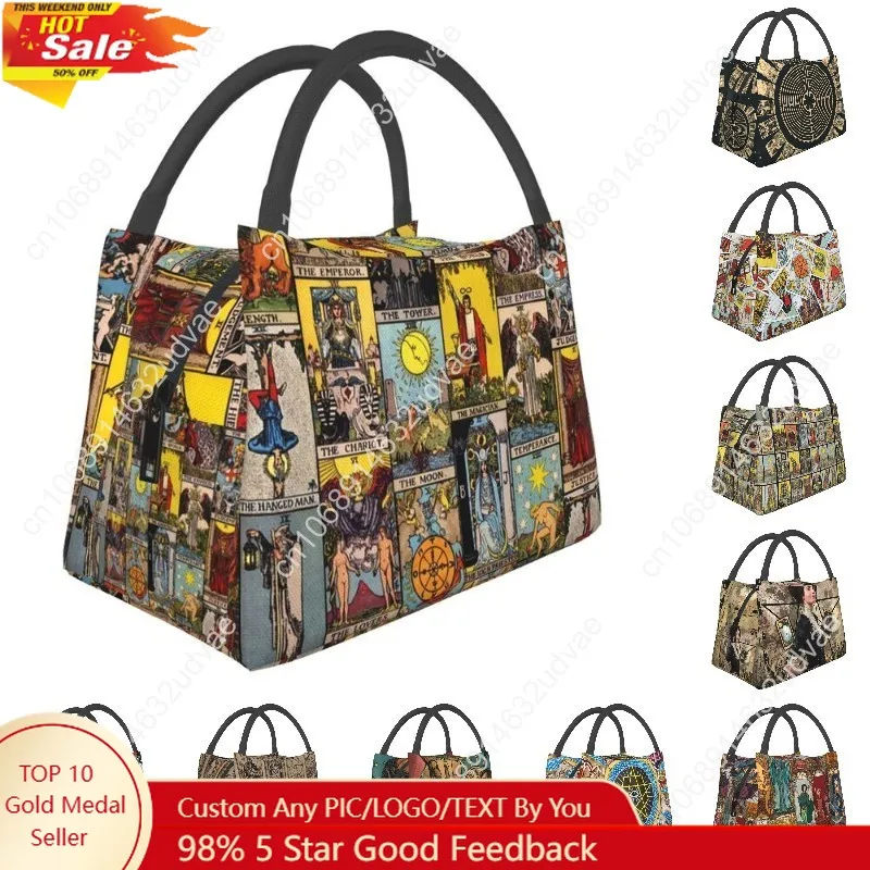 

Custom The Major Arcana Of Tarot Lunch Bag Men Women Warm Cooler Insulated Lunch Box for Picnic Camping Work Travel
