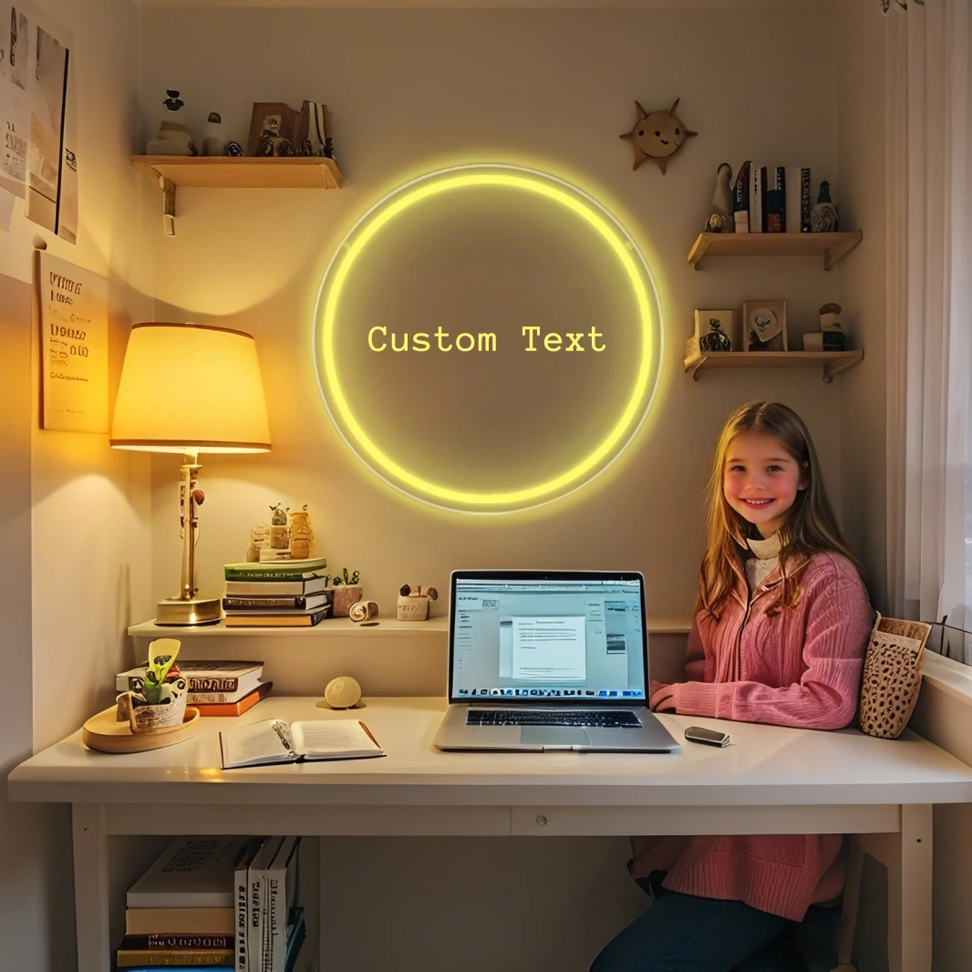 

Customied Personalized Round Neon LED Sign ,Ideal for Unique Wall Decor, Business, Cafe, Bar, Restaurant Ambiance, Neon Sign