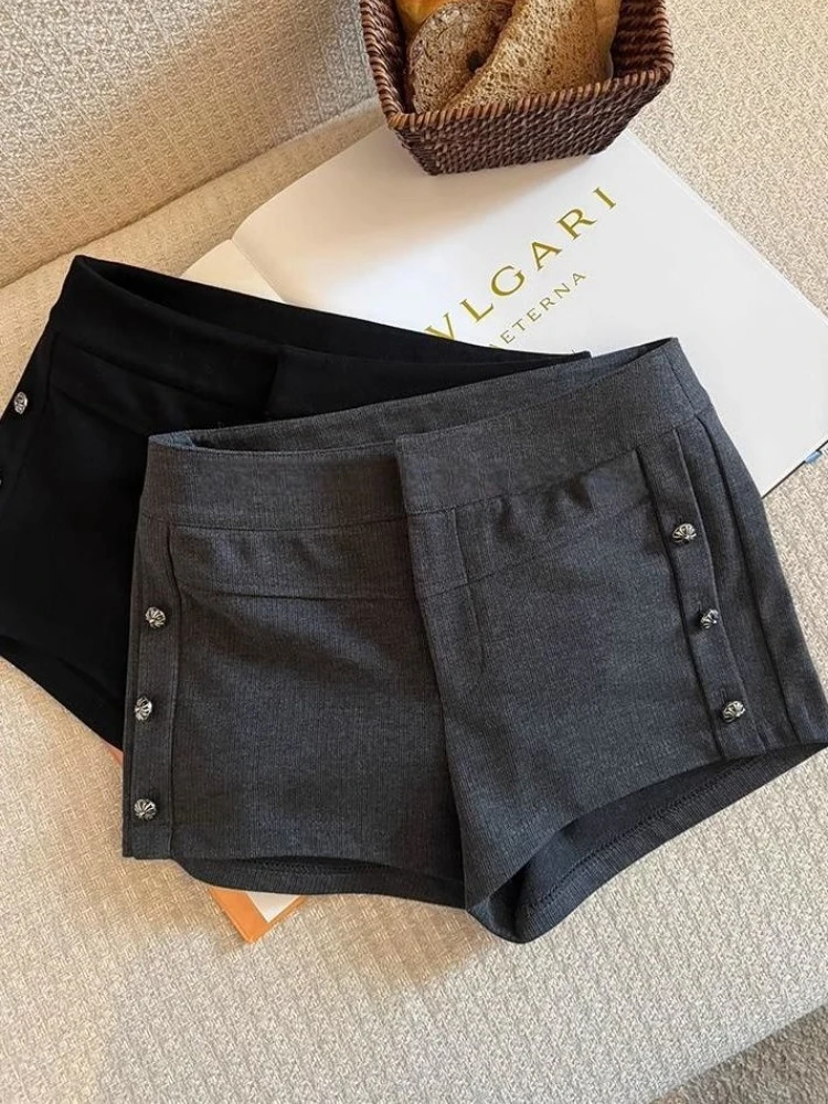 Solid Color Women Shorts Pants Bodycon Booty Shorts Double-breasted Women's Shorts Korean Fashion Pantalones Cortos De Mujer