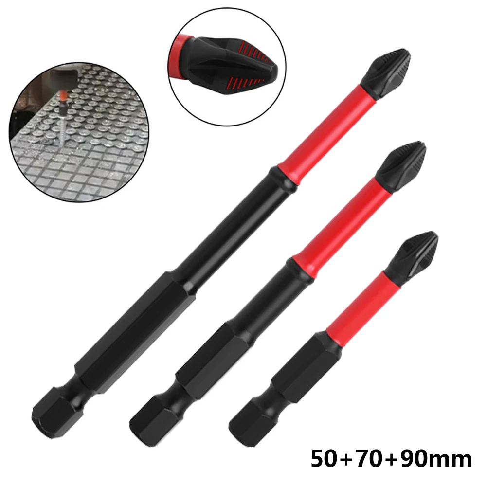 

3Pcs Magnetic Electric Screwdriver PH2 Bit Cross Batch Head Non-Slip 6.35mm Hex Shank For Electrician Repairing Manual Tools