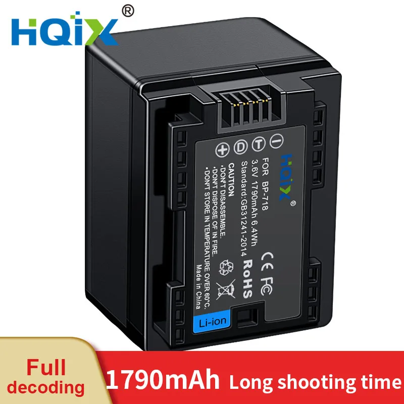 

HQIX for Canon VIXIA HF R30 R32 R82 R300 R600 LEGRIA HF M50 M52 M56 M500 M506 R36 R38 R56 R86 Camera BP-718 Charger Battery