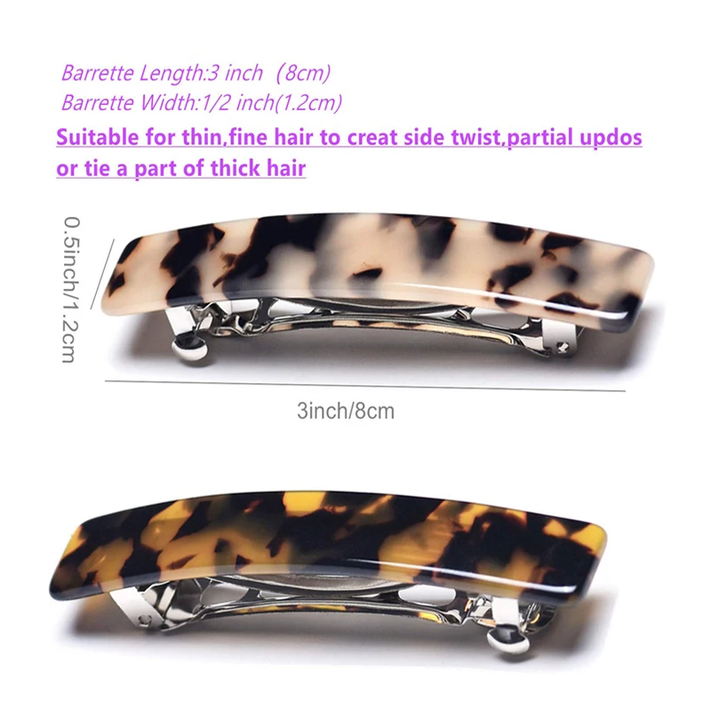 Women Leopard Hair Clip Acetate Automatic Hairpin Vintage French Geometric Marble Colorful Spring Clip Hair Accessories for Girl